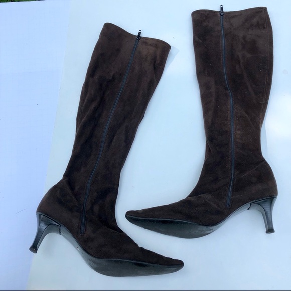 Made in Italy Brown Suede Heeled Boots - Picture 2 of 4